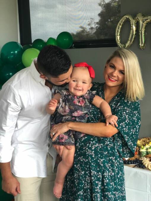 The Faingaa family, Colby, baby Georgia and Loren, are based in Melbourne but head home to Canberra every other month for family celebrations. Photo: Loren Faingaa