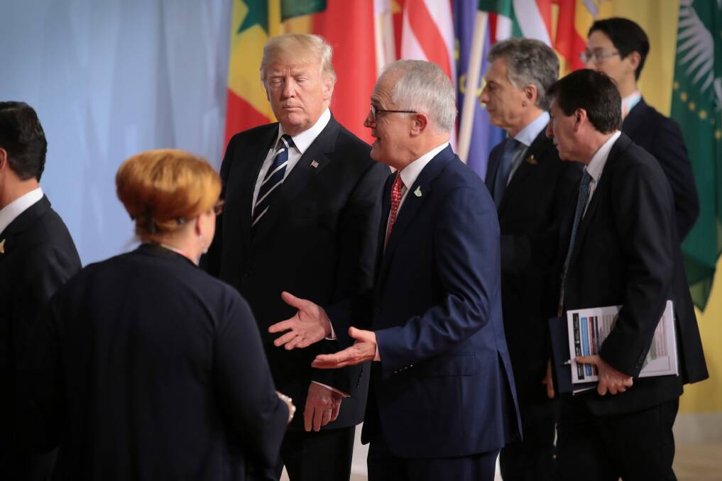 Prime Minister Malcolm Turnbull with US President Donald Trump at the G20 meeting in Hamburg last month. Photo: Andrew Meares