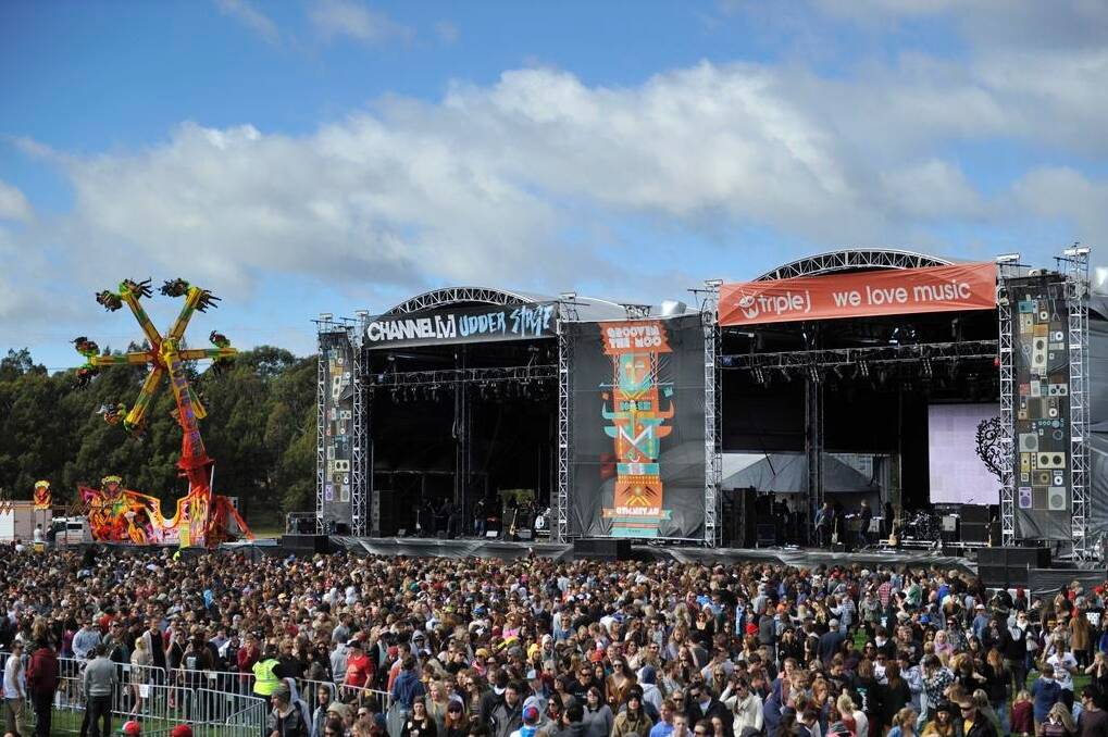 Huge crowds are seen at the Groovin the Moo festival in Canberra, where pill testing will be trialled for a second year. Photo: Rohan Thomson