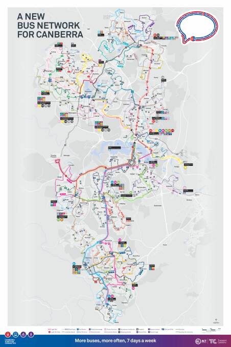 The proposed new bus network. Photo: Transport Canberra