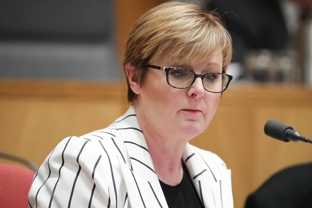 Senator Linda Reynolds during an estimates hearing at Parliament House in Canberra.  Photo: Alex Ellinghausen
