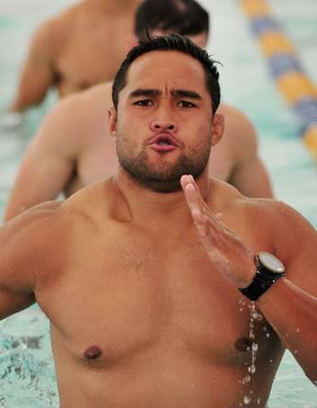 Siliva Siliva during the Brumbies recovery session at Canberra Olympic Pool Photo: Jay Cronan