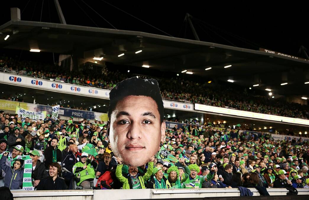 Canberra Raiders fans at Canberra Stadium. Photo: Mark Metcalfe