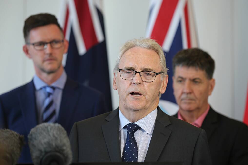 Retired District Court judge Michael Forde delivered his findings into the New Generation Rollingstock inquiry on Monday. Photo: Jack Tran/ Office of the Premier
