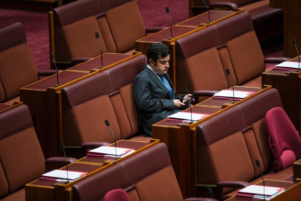 Sam Dastyari in the Senate this week.  Photo: Dominic Lorrimer