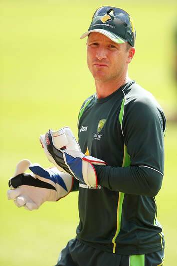 Brad Haddin of Australia looks on during an Australian training session at Sydney Cricket Ground. Photo: Brendon Thorne