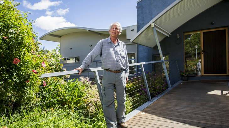 Ric Hingee at his fire resistant home in Duffy. Photo: Rohan Thomson