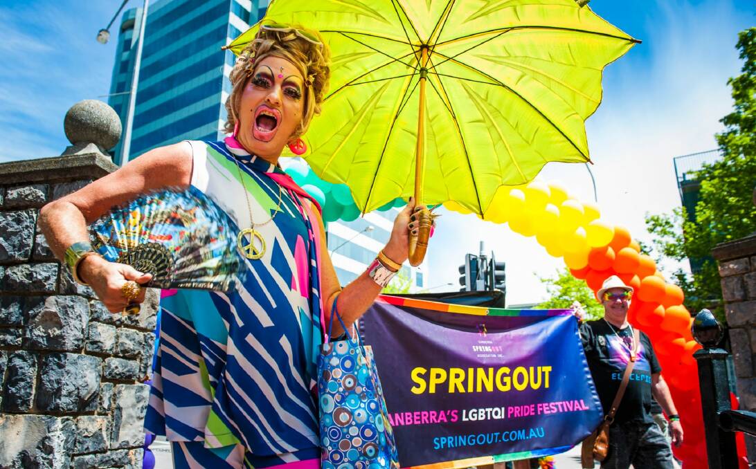 Drag queen Vanessa Wagner led the SpringOUT Pride parade and family fun day. Photo: Elesa Kurtz