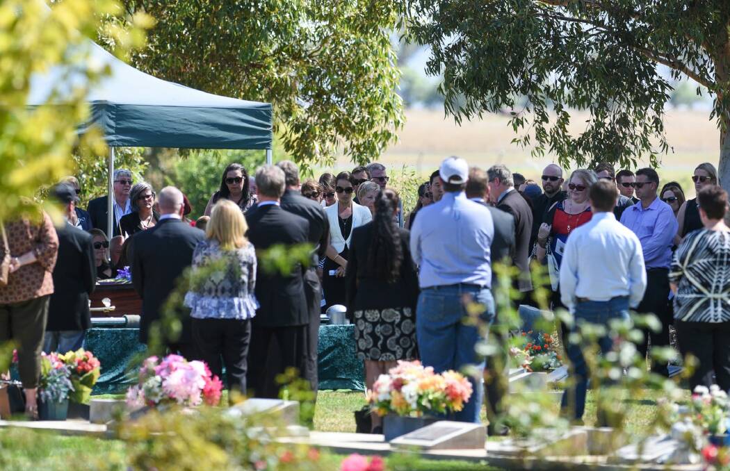  Mourners gather to lay Riharna Thomson to rest.  Photo: Gareth Gardner