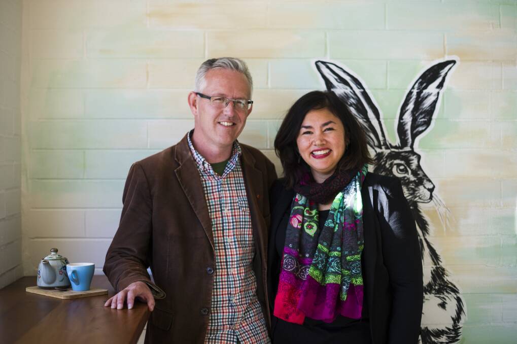 David Smith, with his wife Liesl Centenera, at the Kettle and Tin Cafe in Mawson. He will be sworn in as a Labor Senator for the ACT on Monday. Photo: Dion Georgopoulos