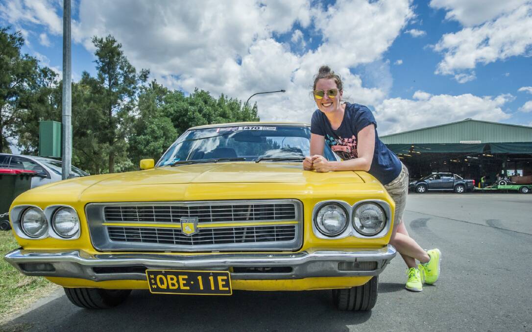 Nadine Clifford of the Central Coast finished restoring her car at 2am to drive to Canberra.  Photo: karleen minney