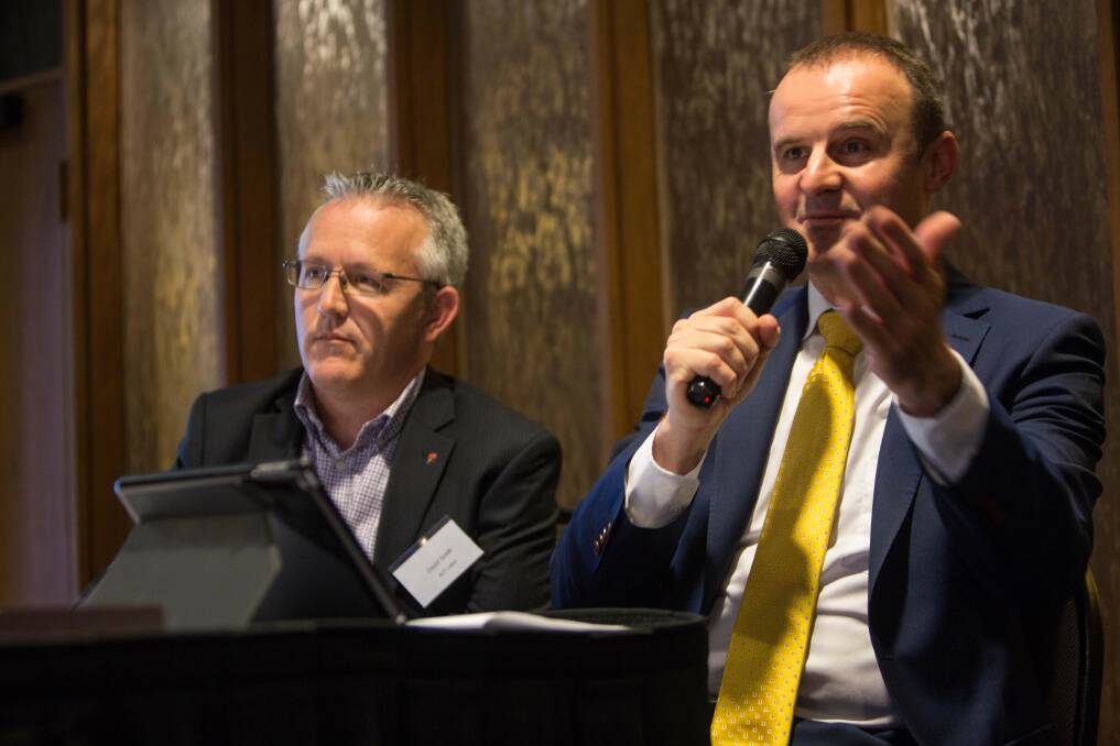David Smith with ACT Chief Minister Andrew Barr in 2016 Photo: Andrew Taylor