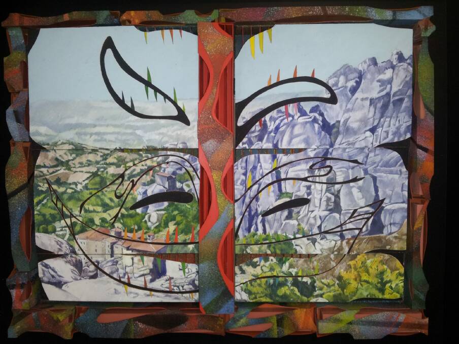 Michael Winters' <i>Meteora, its Monasteries & Two Souls Sailing Into The Depths of Time</I>, 2014, features in his exhibition at Orange Regional Gallery.