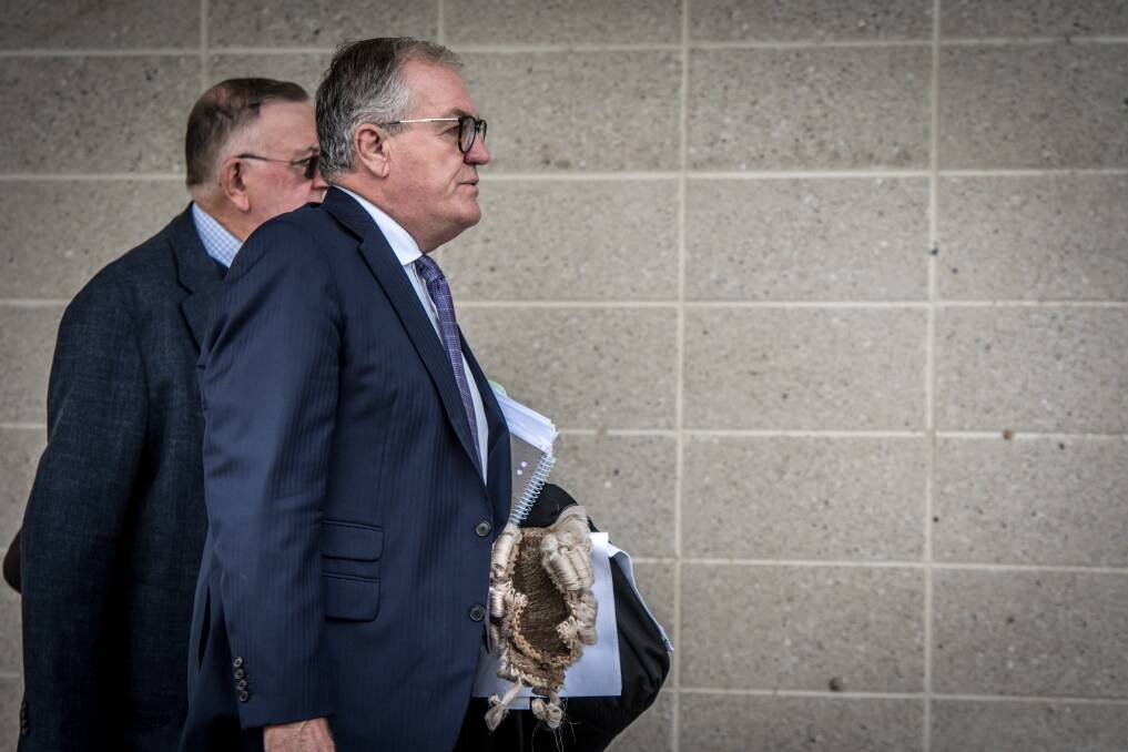 Greg Walsh, lawyer for John "Kostka" Chute arrives at the ACT courts on  Monday. Photo: Karleen Minney