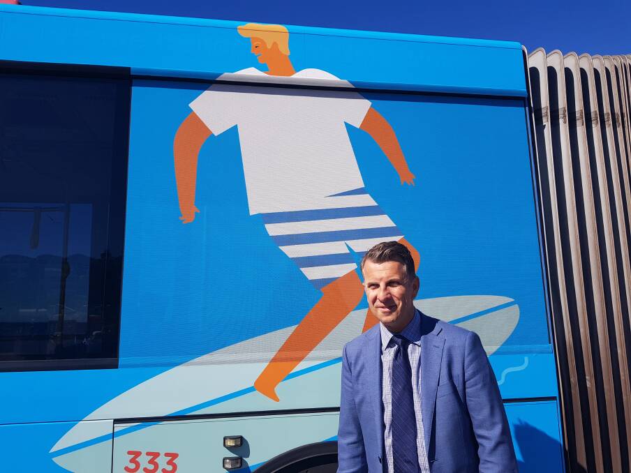 NSW Transport Minister Andrew Constance announces a rapid route service between Bondi Beach and the city centre on Monday.  Photo: Fairfax Media