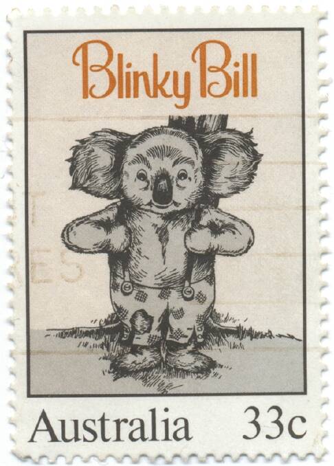 An 1985 Australia Post stamp featuring Blinky Bill, designed by Peter Leuver. Photo: Australia Post