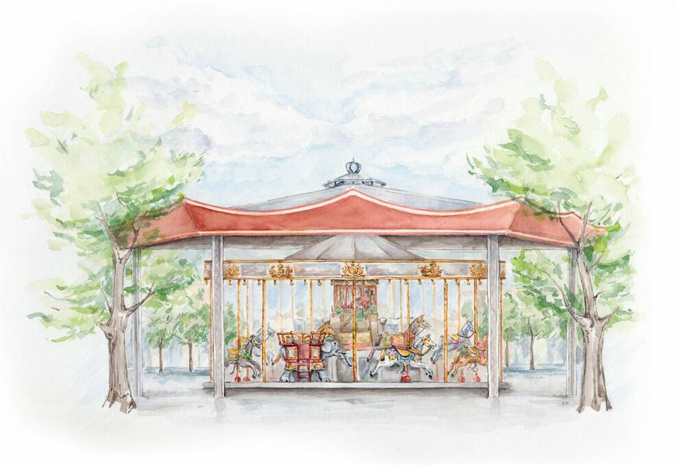 An illustration of Civic carousel by Raisa Kross Illustrations created exclusively for In the City magazine. Photo: Supplied