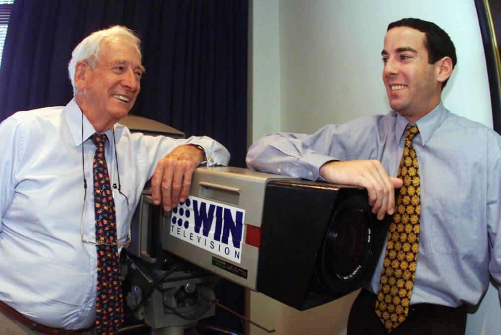 Feeder network: Bruce Gordon and Andrew Gordon in 2001, when WIN was aligned to Nine. Photo: Adam McLean
