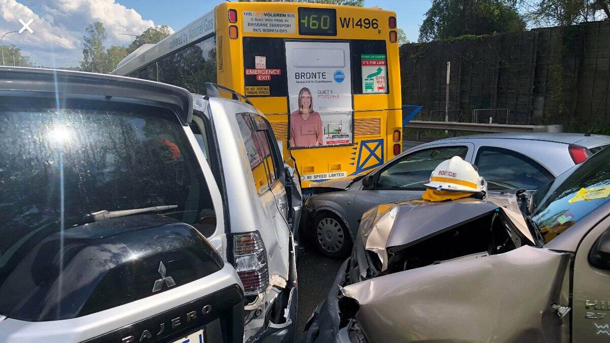 A multi-car crash at Jindalee on the Centenary Motorway south of Brisbane caused chaos on Monday afternoon. Photo: Queensland Ambulance Service