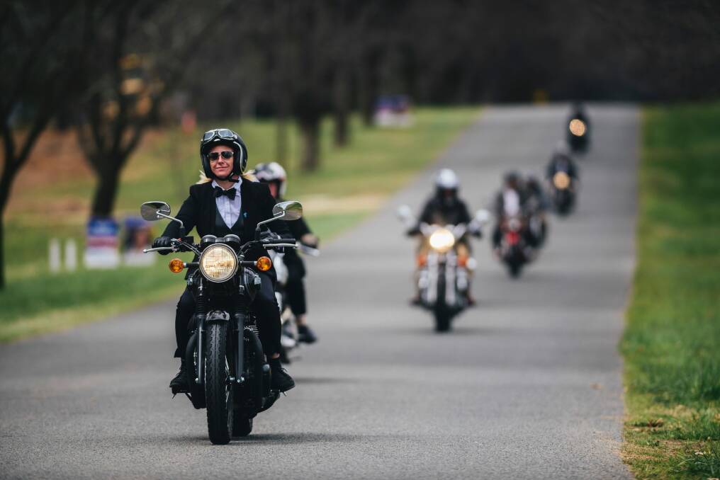 Riders arrive at Government House to meet with the Governor General. Photo: Rohan Thomson