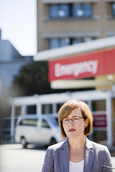 Meegan Fitzharris announces the review of the ACT public healthcare system's workplace culture on Friday. Photo: Jamila Toderas