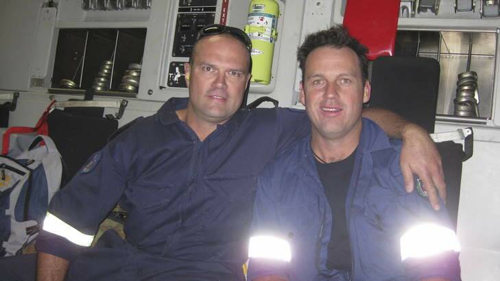 Emergency workers Craig Perks and Matt Spackman en route to Christchurch to help with the earthquake recovery.