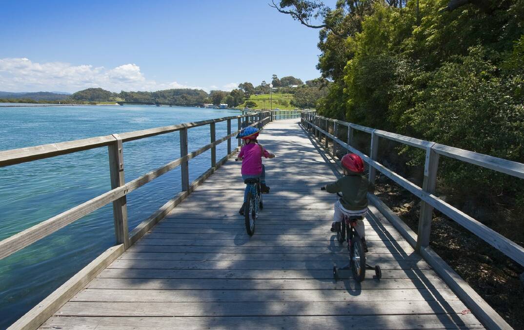 The Narooma end of the Dalmeny Track leads you onto an over-water board walk. Photo: Tourism Eurobodalla