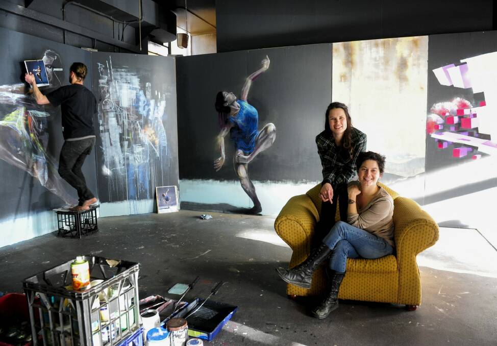 Gorgeous Mortar assistant manager Zoe Anderson and project manager Karina Bontes Forward in the new pop-up art space. Photo: Melissa Adams