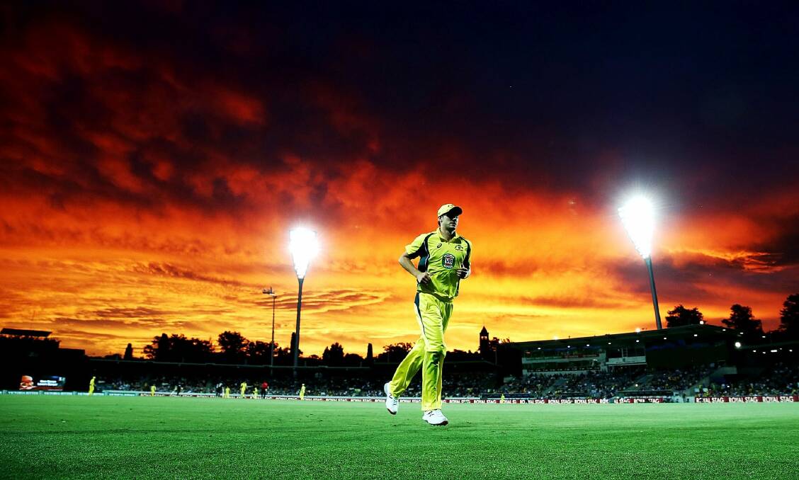 A stunning sunset at Manuka Oval during Australia's ODI. Photo: Getty Images