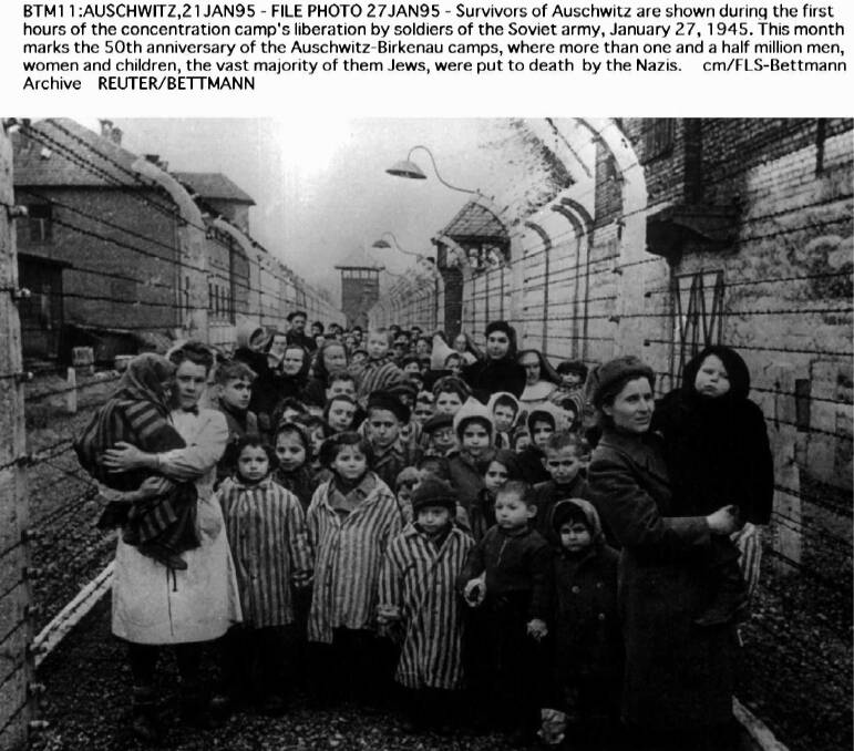 Survivors of Auschwitz shortly after the concentration camp's liberation in 1945. Photo: Reuters