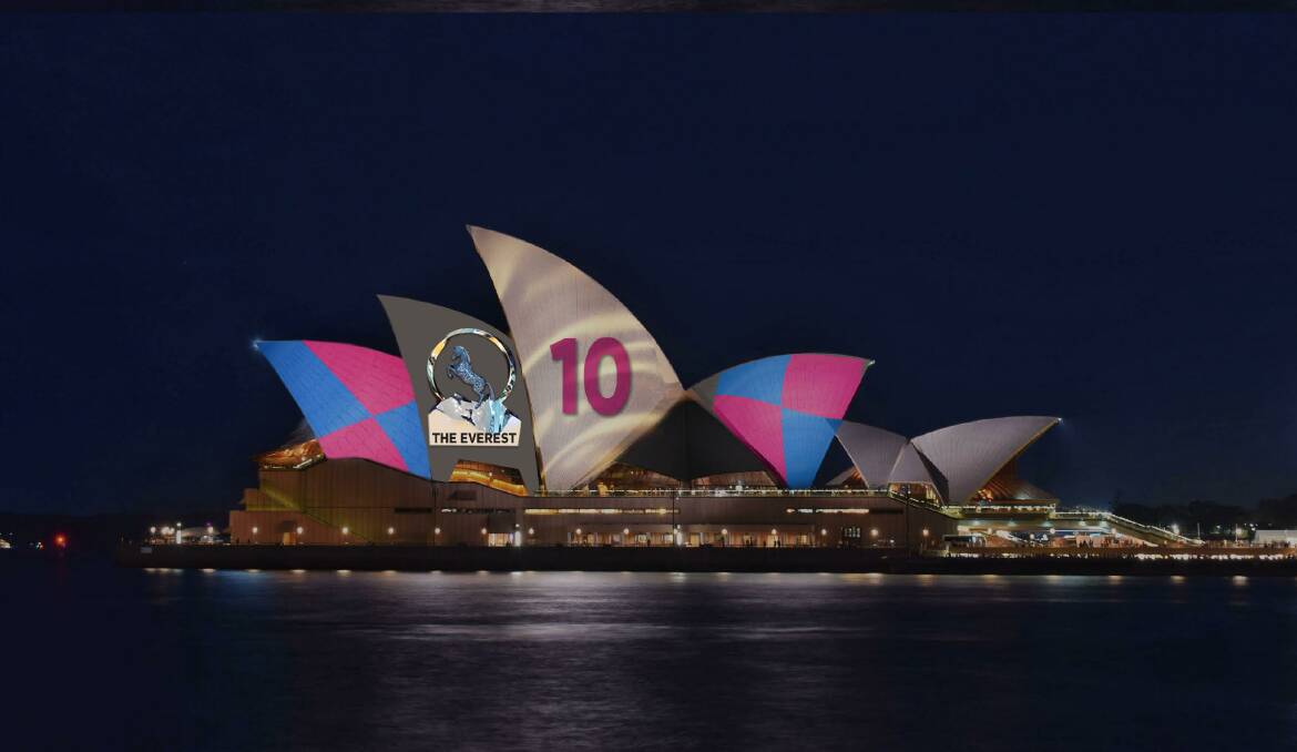 The Racing NSW advertisement will be beamed onto the Opera House from Tuesday. Photo: Supplied