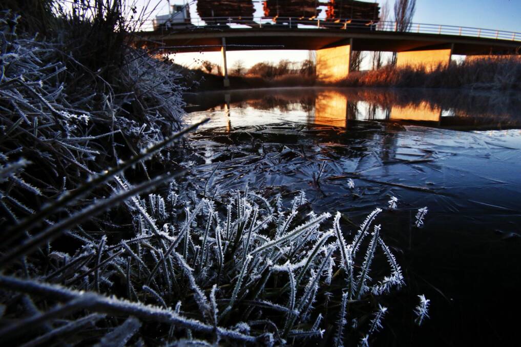 Frost at Michelago Creek, just south of Canberra, on Monday morning. Photo: Nick Moir