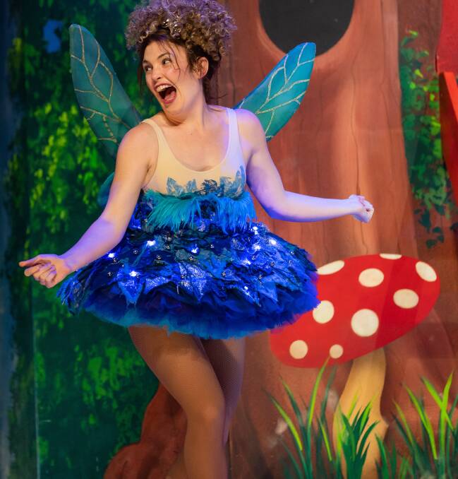 Tammy Weller cavorts as Tinker Bell in Peter Pan Goes Wrong. Photo: David Watson