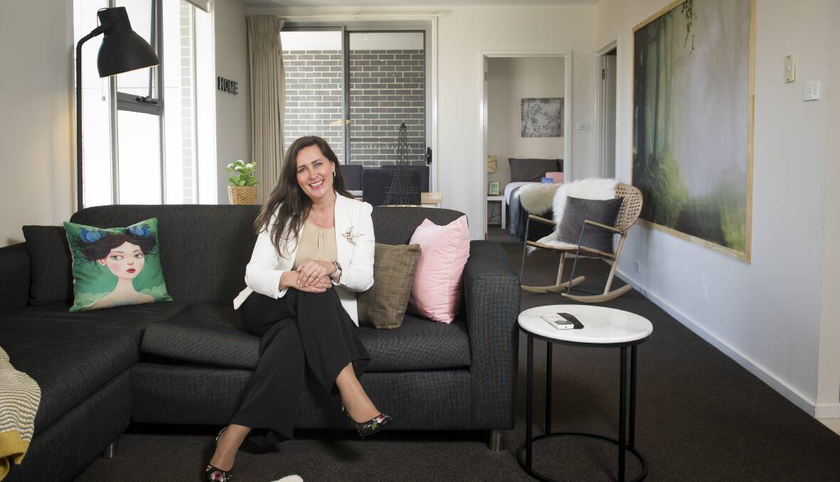 Laurie McDonald in one of the properties her business Canberra Furnished Accommodation provides for temporary and short stays. Photo: Elesa Kurtz
