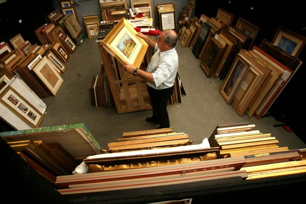 Artworks stored in one of Bonhams & Goodman's auction houses. Photo: Jacky Ghossein