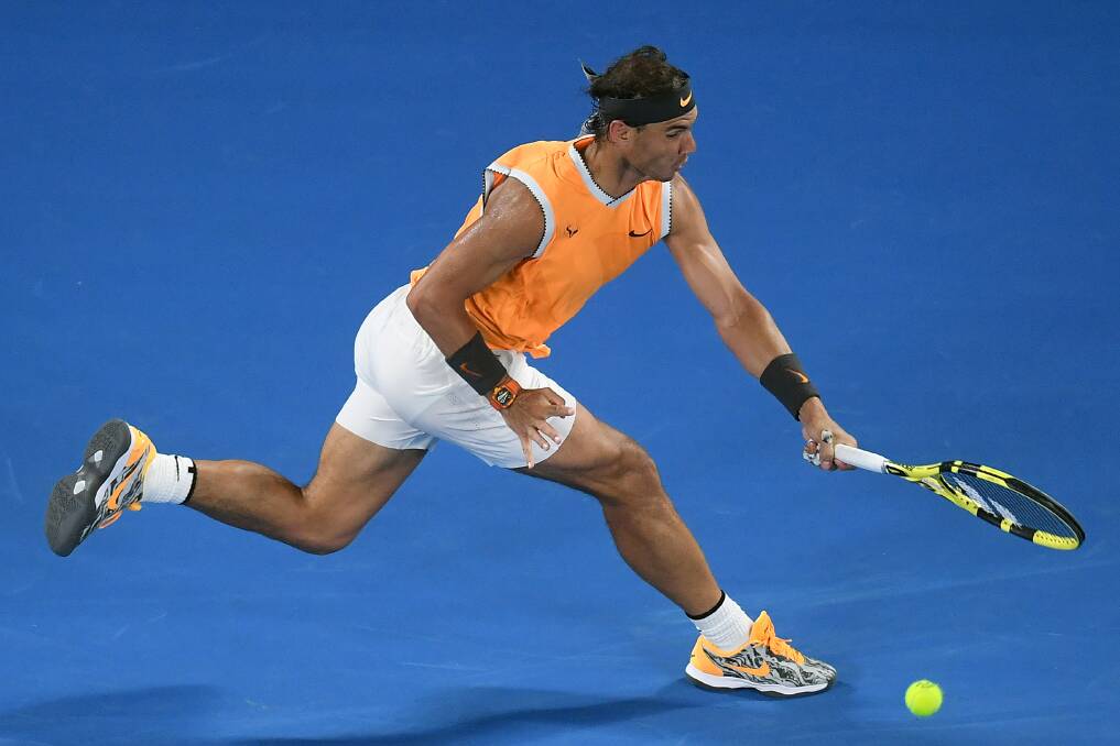 Rafael Nadal in action on day three of the Australian Open in Melbourne. Photo: AAP/Lukas Coch