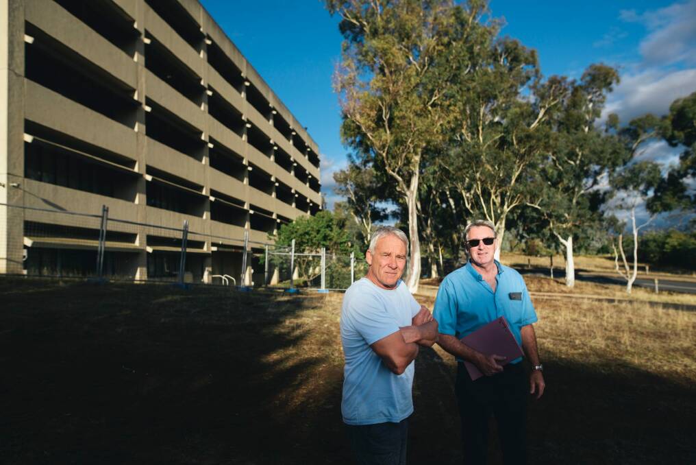 Graham Crompton and Shane West are campaigning for the buildings to be saved for their heritage value. Photo: Rohan Thomson