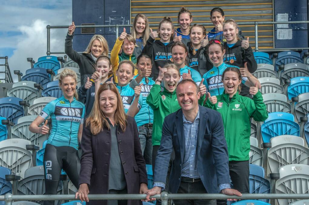 ACT Chief Minister Andrew Barr and sport and recreation minister Yvette Berry have announced a $2.5 million funding package for women's sport. Photo: Karleen Minney