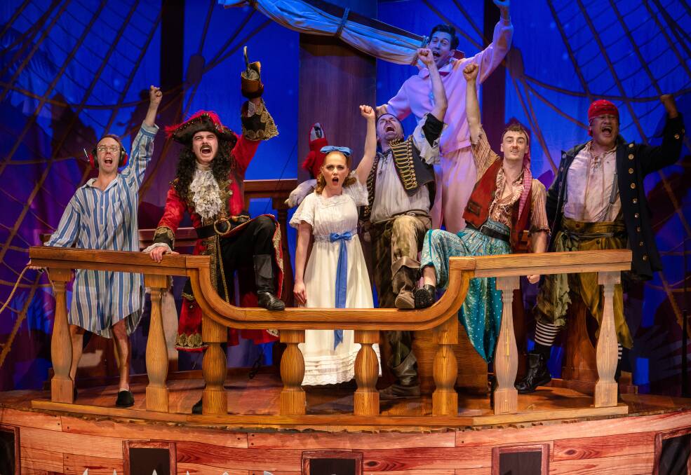 Cast members  ready for action in <i>Peter Pan Goes Wrong</i>.  Photo: David Watson