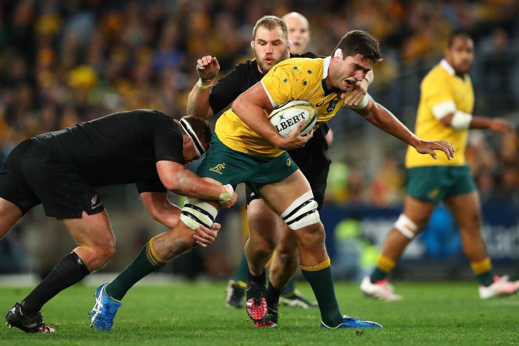 Rob Simmons in action in the Wallabies' 42-8 loss to the All Blacks. Photo: Getty Images