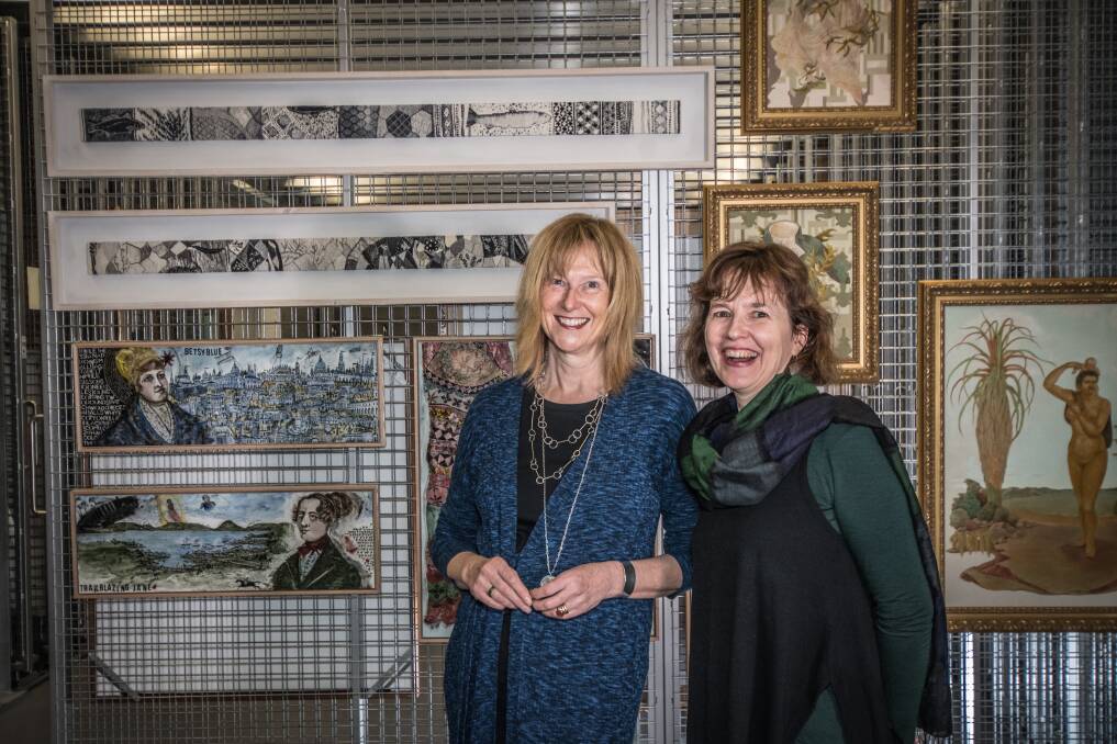 So Fine curators Sarah Engledow, left, and Christine Clark: "Men might be a little frightened by this, by the power of women’s stories." Photo: Karleen Minney