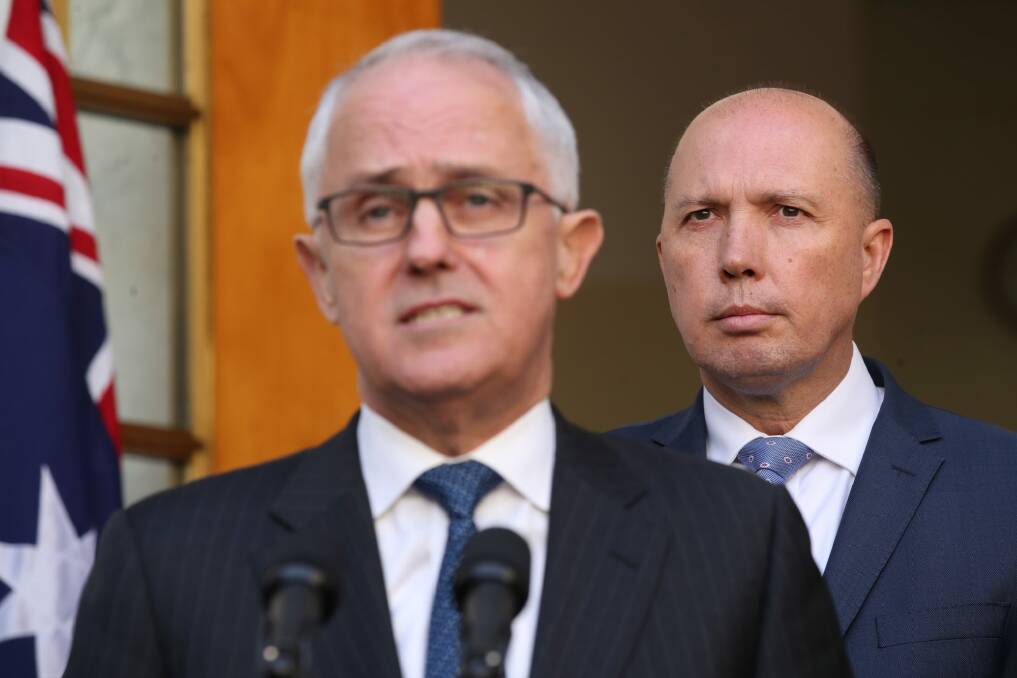 Malcolm Turnbull and Peter Dutton at the announcement of the new mega-department which appears as if it will, effectively, have a monopoly on investigating its own operations. Photo: Andrew Meares Photo: Andrew Meares