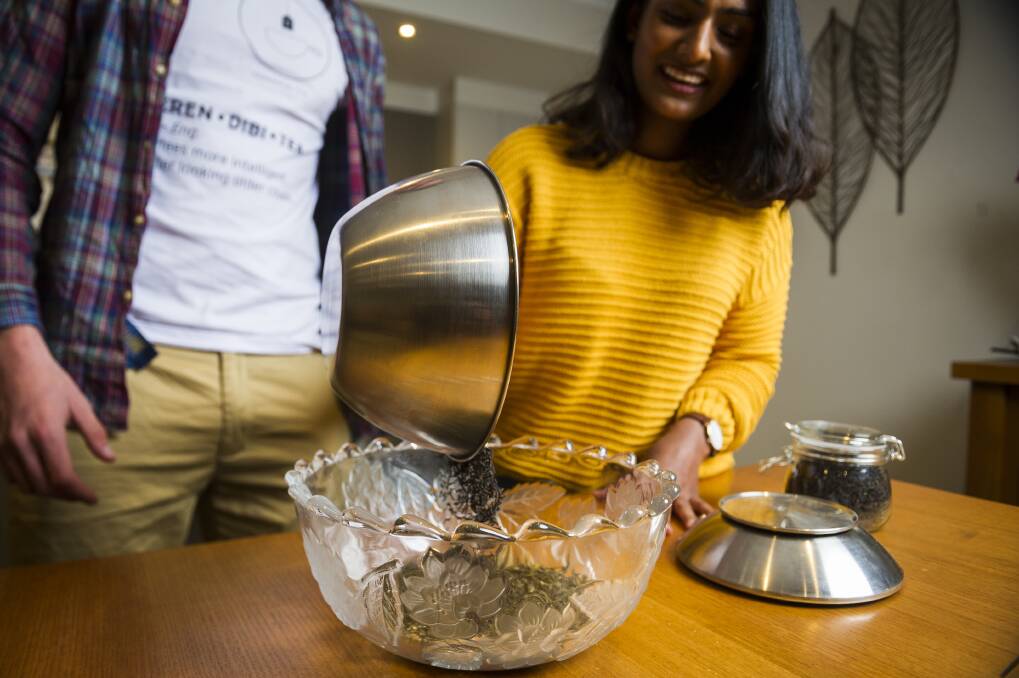 The couple blend the tea at their Franklin home. Photo:  Dion Georgopoulos