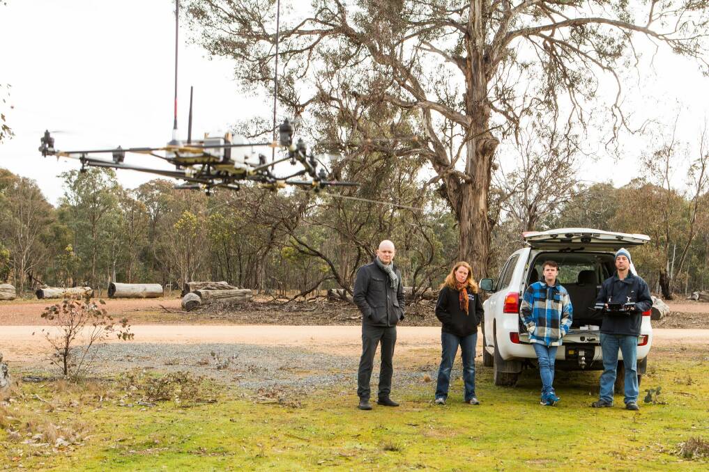 Dr Debra Saunders and her team at the ANU have teamed up with researchers from the University of Sydney to invent a world-first radio-tracking drone for wildlife Photo: Stuart HayANU Photography