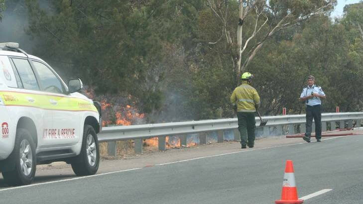 A fire by the Monaro Highway at Gilmore. Photo: Grant Newton