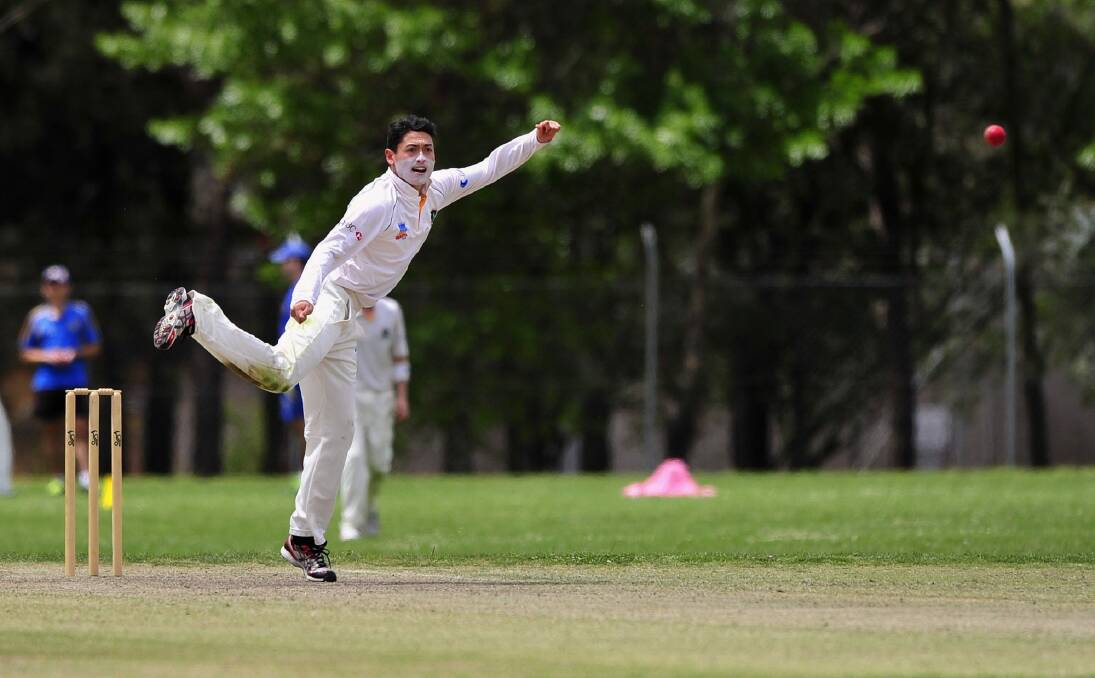 Weston Creek Molonglo spinner Mark Akeroyd scored 75 to help his side to 288 against ANU. Photo: Jeffrey Chan