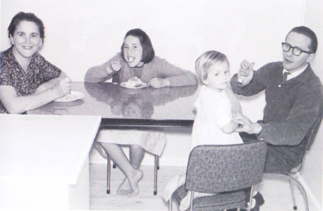 (From left) Iren, Judy, Liz and Andras Jasso at the family's kitchen table in Downer, circa 1963. Photo: Supplied