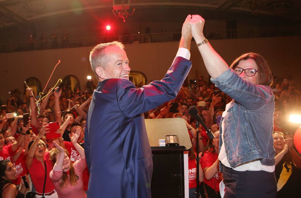 Labor leader Bill Shorten with winning candidate Ged Kearney. Photo: AAP