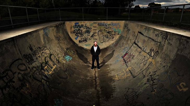 'Ride within your ability'... President of the Canberra Skateboarders Association Luke Brown, at the historic Kambah u-pipe. Photo: Jay Cronan