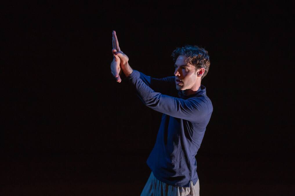 Christopher Samuel Carroll in his one-man show <i>Icarus</i>.  Photo: Shelly Higgs